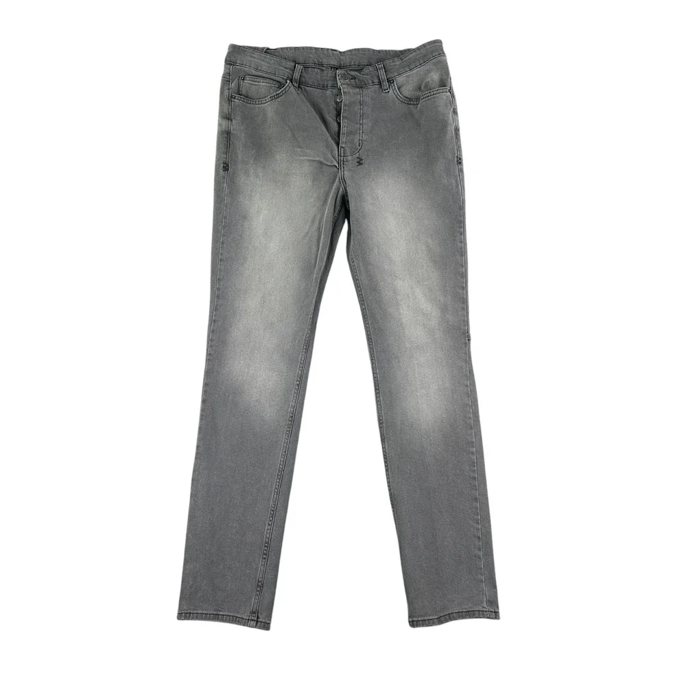Ksubi Chitch‎ Slim Fit Jeans 35 Faded Black Gray Denim Button Fly KDFMA19858.BLK